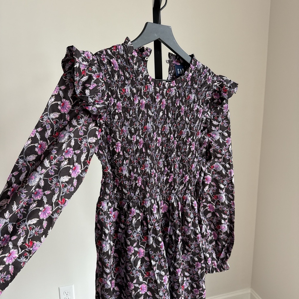 GAP purple floral dress with cinched waist size XS - Picture 2 of 4